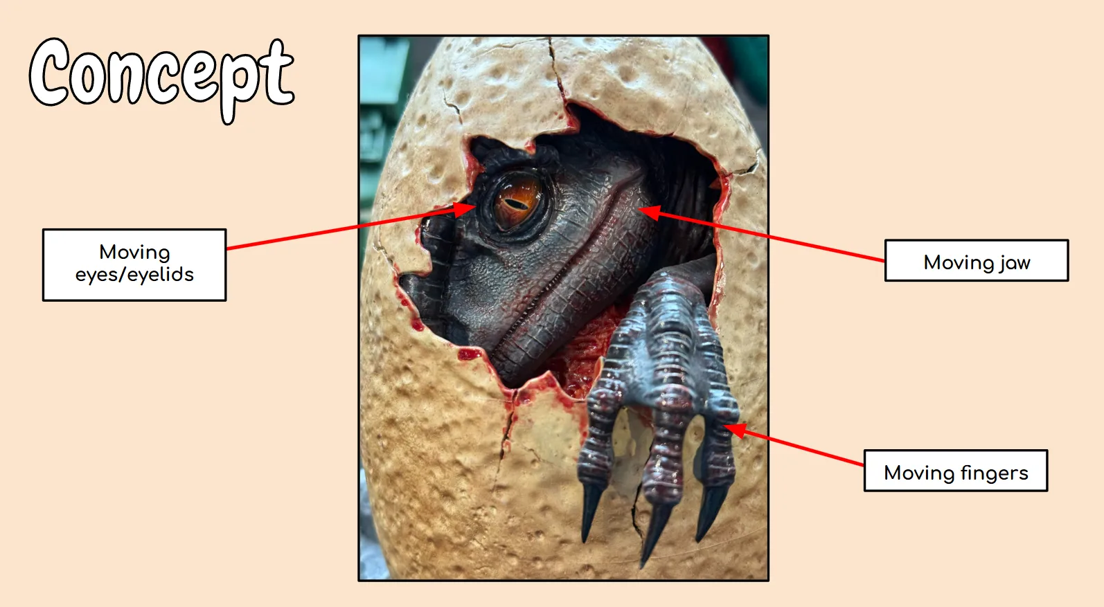 Animatronic Baby Dragon Emerging from Egg