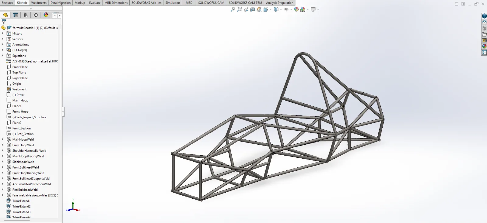 Formula SAE club chassis design