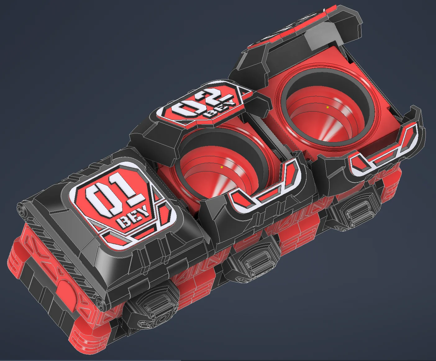 Cyberpunk-Themed Mechanical Beyblade Deck Case