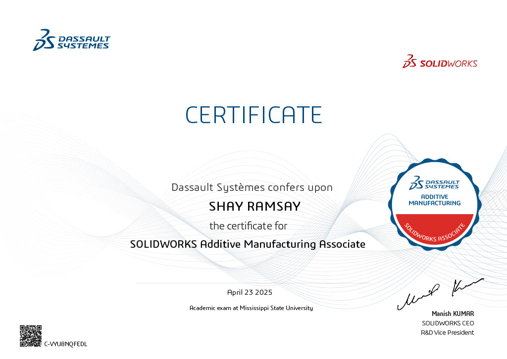 SOLIDWORKS Additive Manufacturing Associate