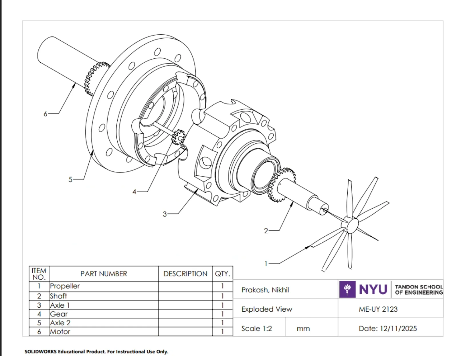 Prop-Gear Axle System Cad Project