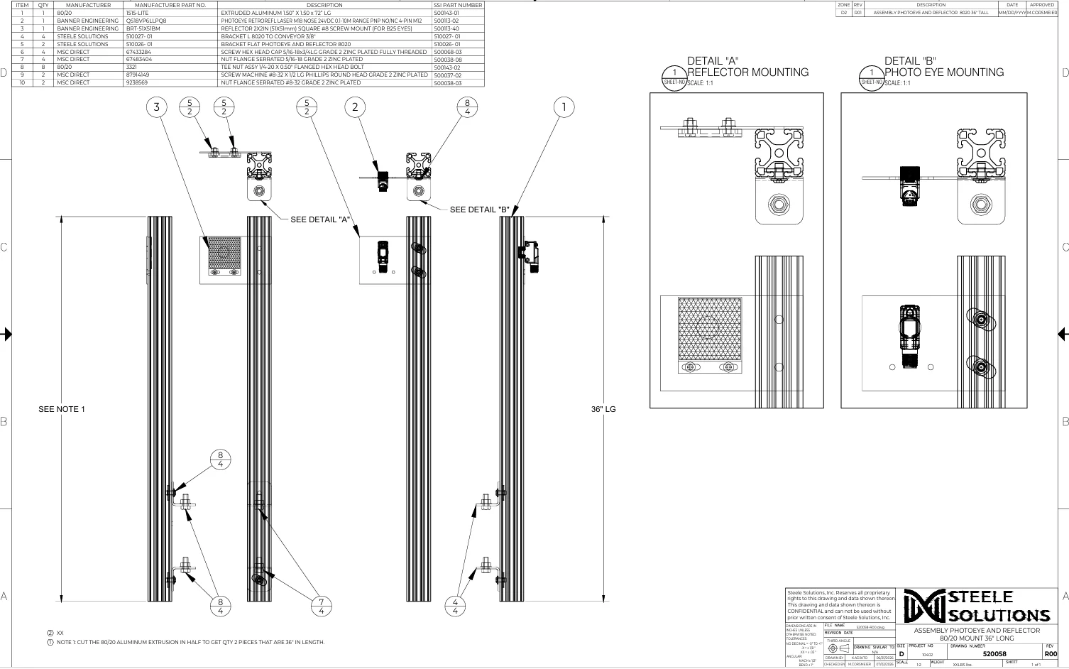 Photoreflective Sensor Mounting Frame