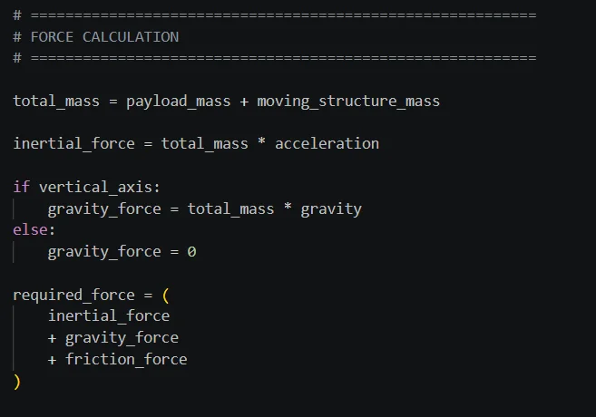 Python Mechanical Design Automation — Ball Screw & Motor Sizing