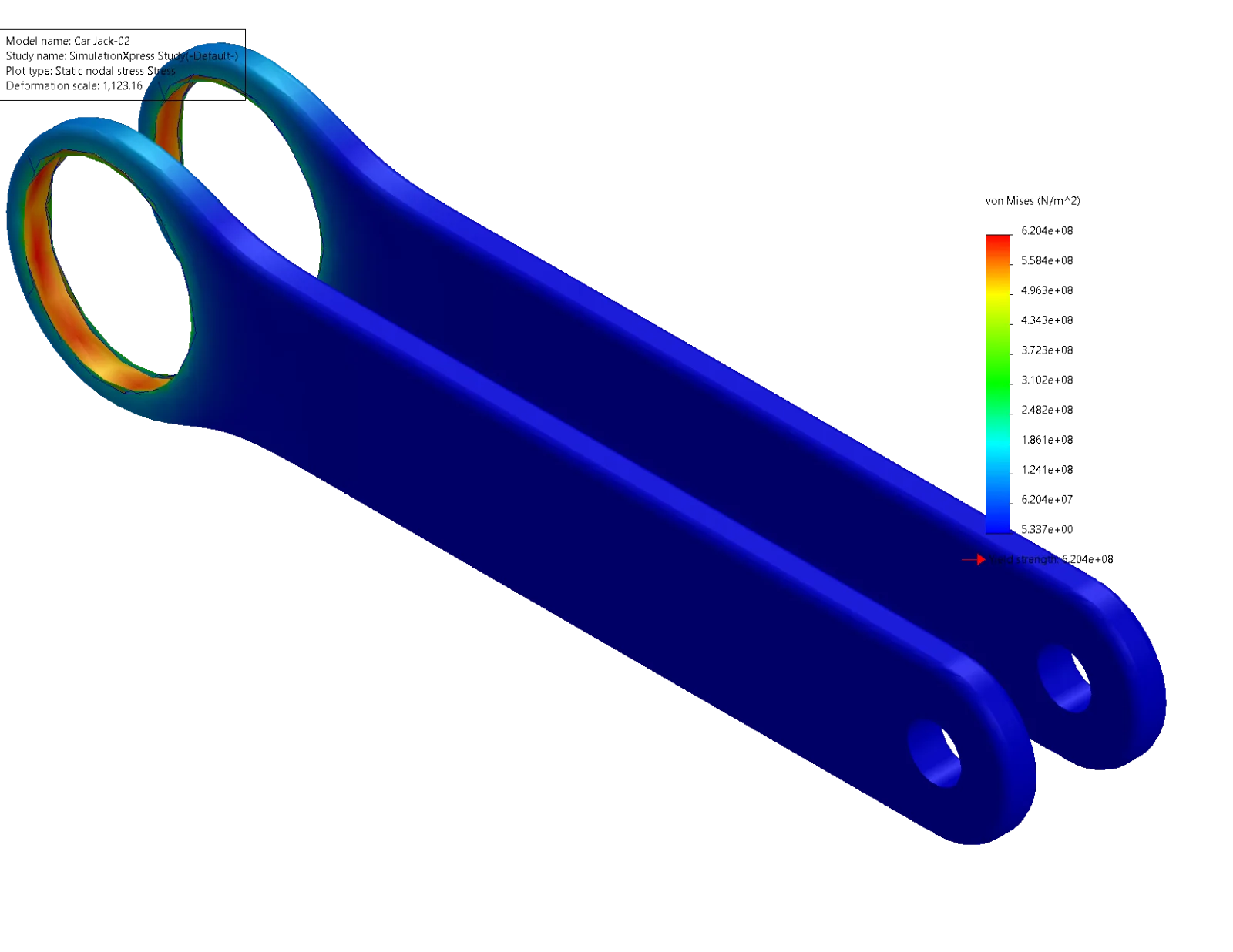 Design Validation & FEA Study of a Mechanical Scissor Jack Lifting Arm (Self Directed Learning Project)